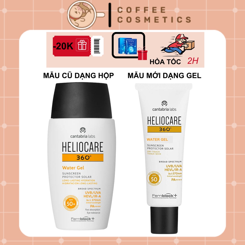 Kem chống nắng Heliocare 360 Water Gel SPF 50+ coffeecosmetics