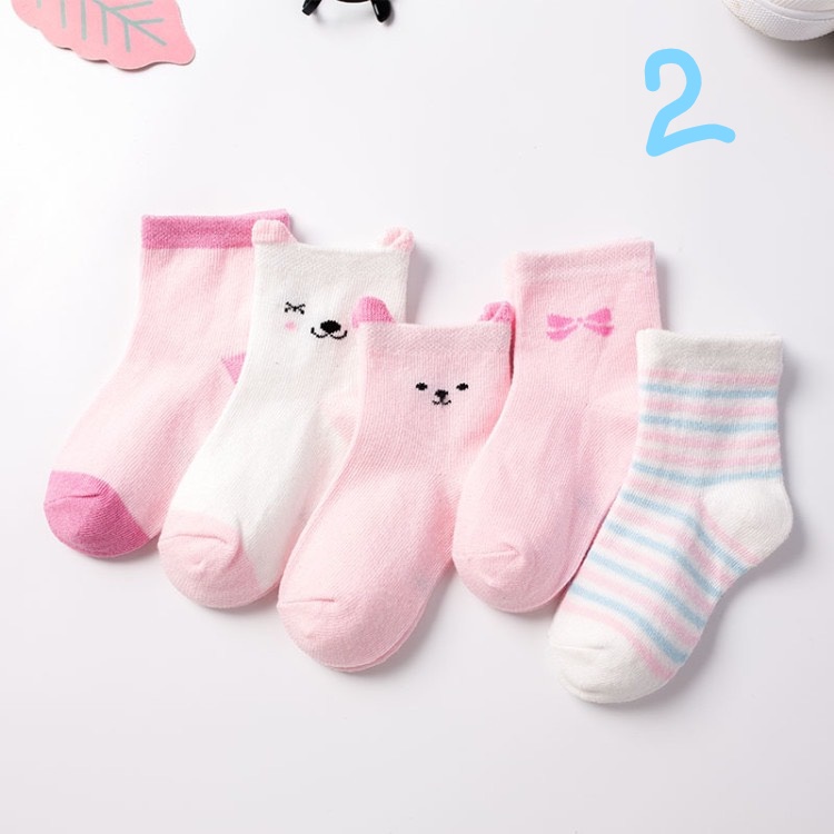 (SALE SỐC) Set 5 đôi tất vớ cao cổ cho bé 0-12 tuổi bé trai bé gái xuất Hàn đáng yêu