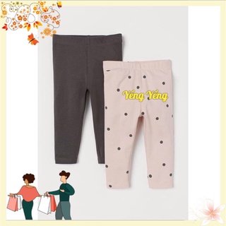 Qbe35 - set 2 quần legging bé gái đen hồng chấm bi