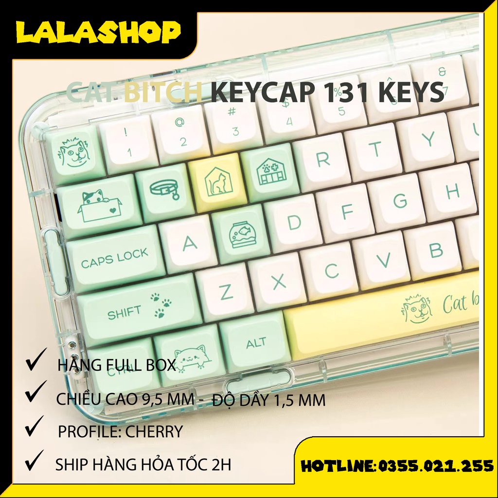 Bộ Nút Cho Bàn Phím Bằng Nhựa PBT XDA CAT BITCH 131 PHÍM