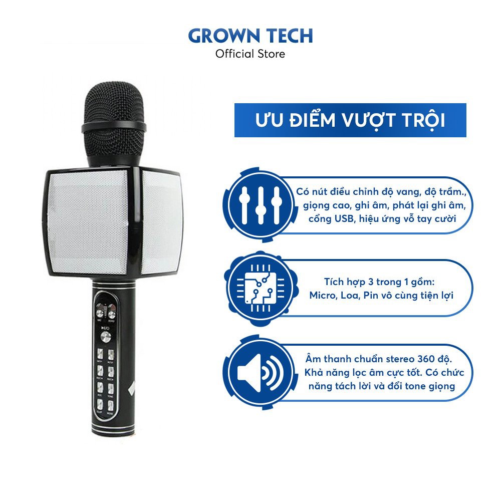 [Mã ELHACE giảm 4% đơn 300K] Micro không dây karaoke GrownTech YS 91 mic hát kara hỗ trợ thu âm, live streams