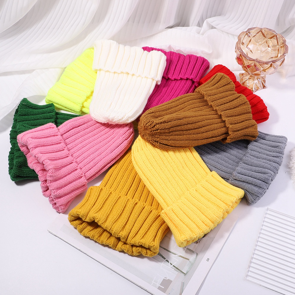 KIDSBOWS Mũ Beanie Dệt Kim Màu Trơn Giữ Ấm Mùa Đông Cho Nam Nữ