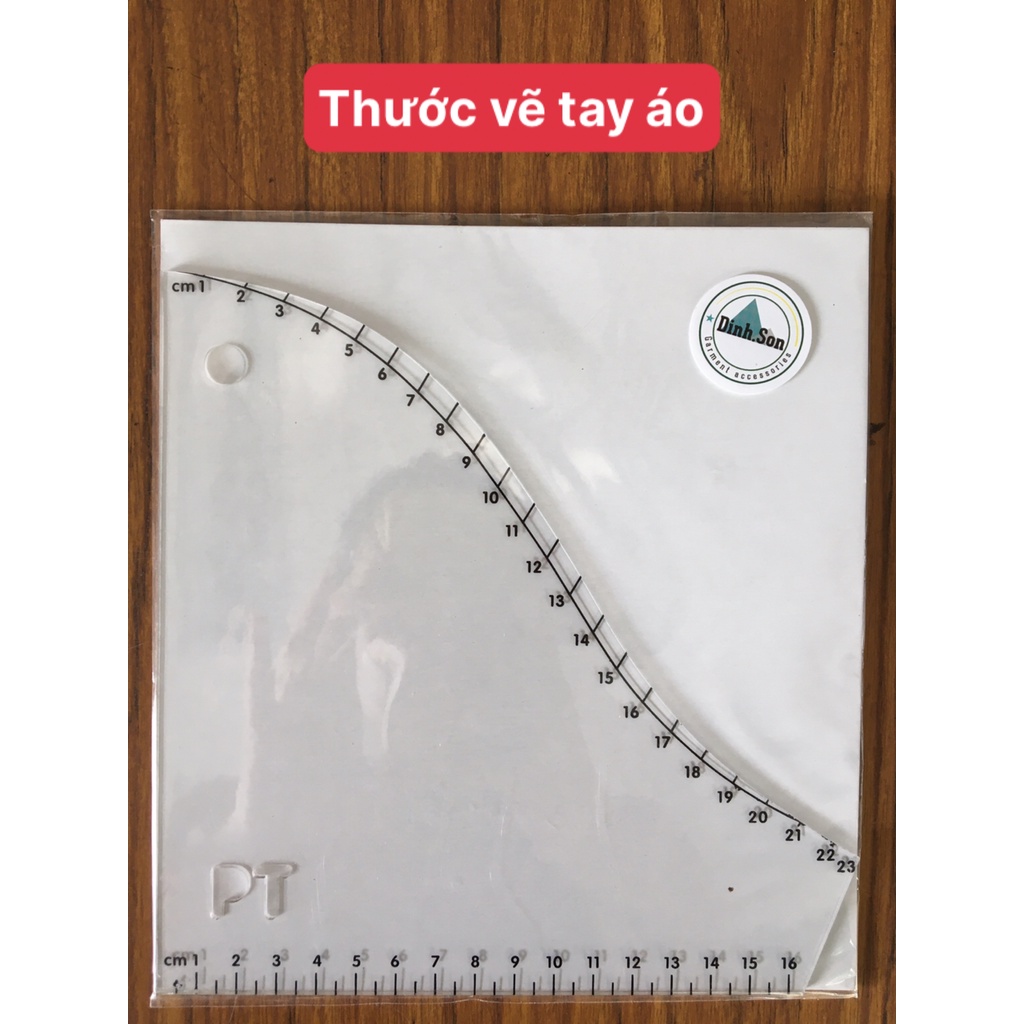 Thước vẽ tay áo hàng loại 1 hiệu Đỉnh Sơn khắc chữ PT trên thước