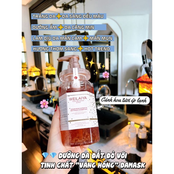 Sữa Tắm Trắng Da Cánh Hoa Hồng Damask Weilaiya - Lưu Hương Thơm Lâu - Dung Tích 450ml