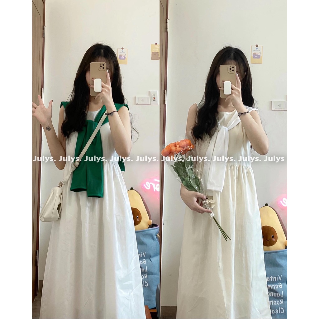 Đầm babydoll thô sát nách kèm khăn choàng (ảnh thật kèm video)