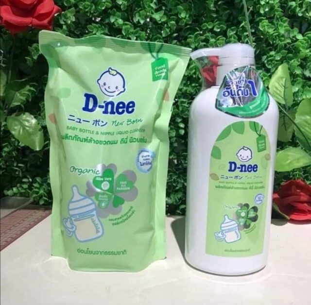Nước rửa bình sữa D-nee Organic Thái Lan Túi 600ml/ Chai 620ml