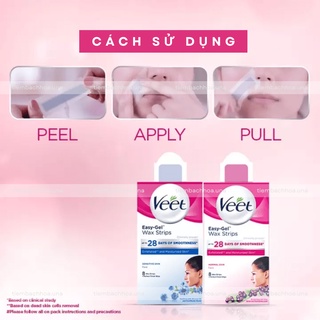 Miếng tẩy lông (wax strips) VEET triệt lông mặt và tẩy ria mép