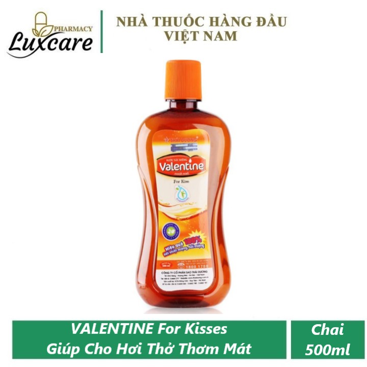 Nước Súc Miệng Valentine For Kisses - Giảm Nhiệt Miệng - Chai 500ml - Luxcare