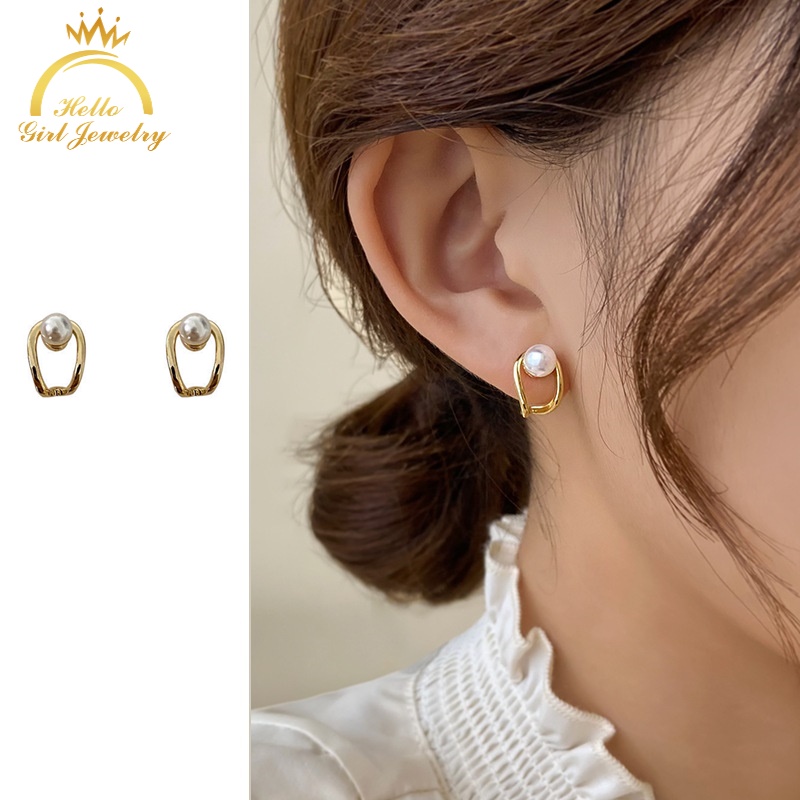 Bông tai hình chữ U đính ngọc trai nhân tạo thiết kế mới nhất dành cho nữ