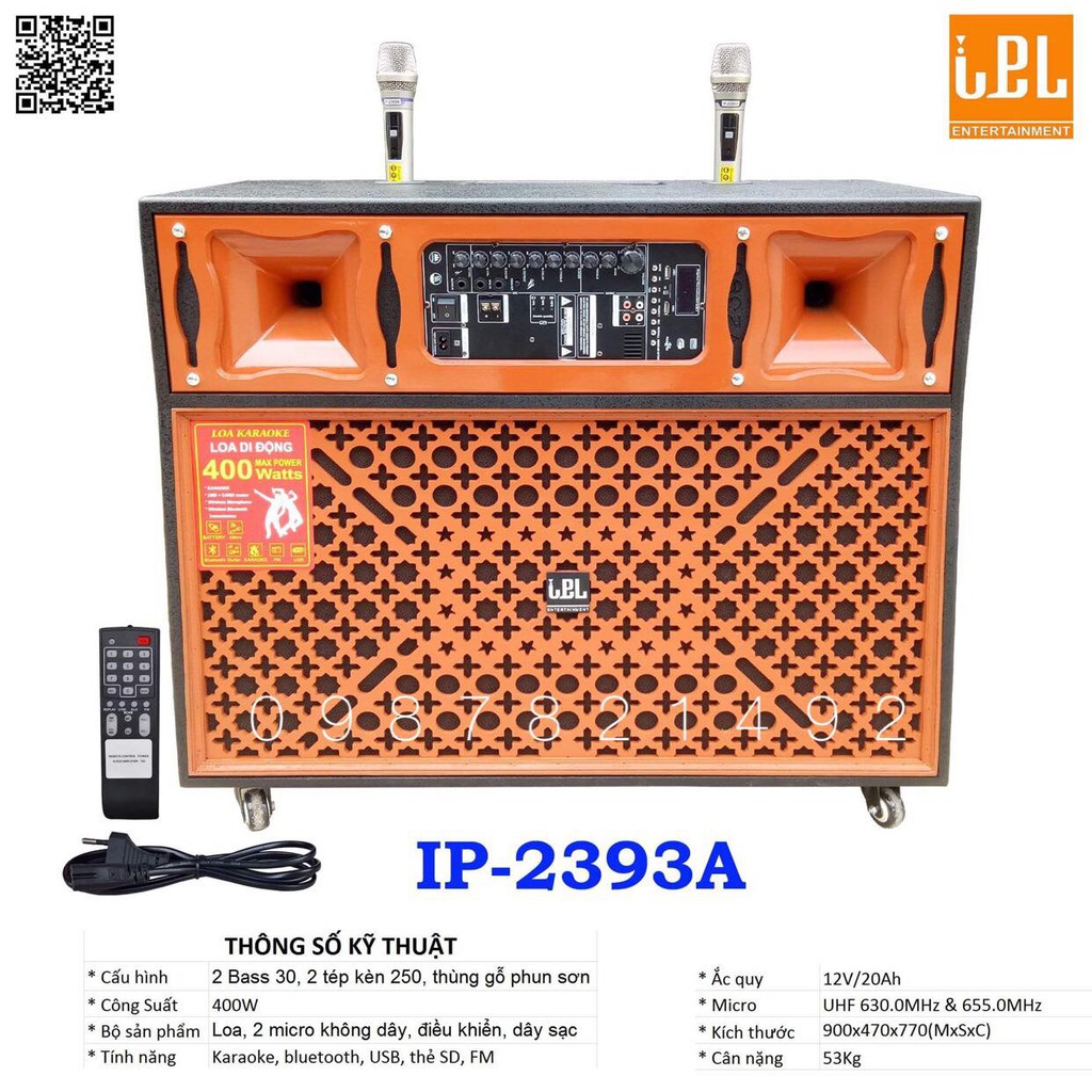 Loa kéo đôi IP-2393A 2 bass 30 chất lượng cao