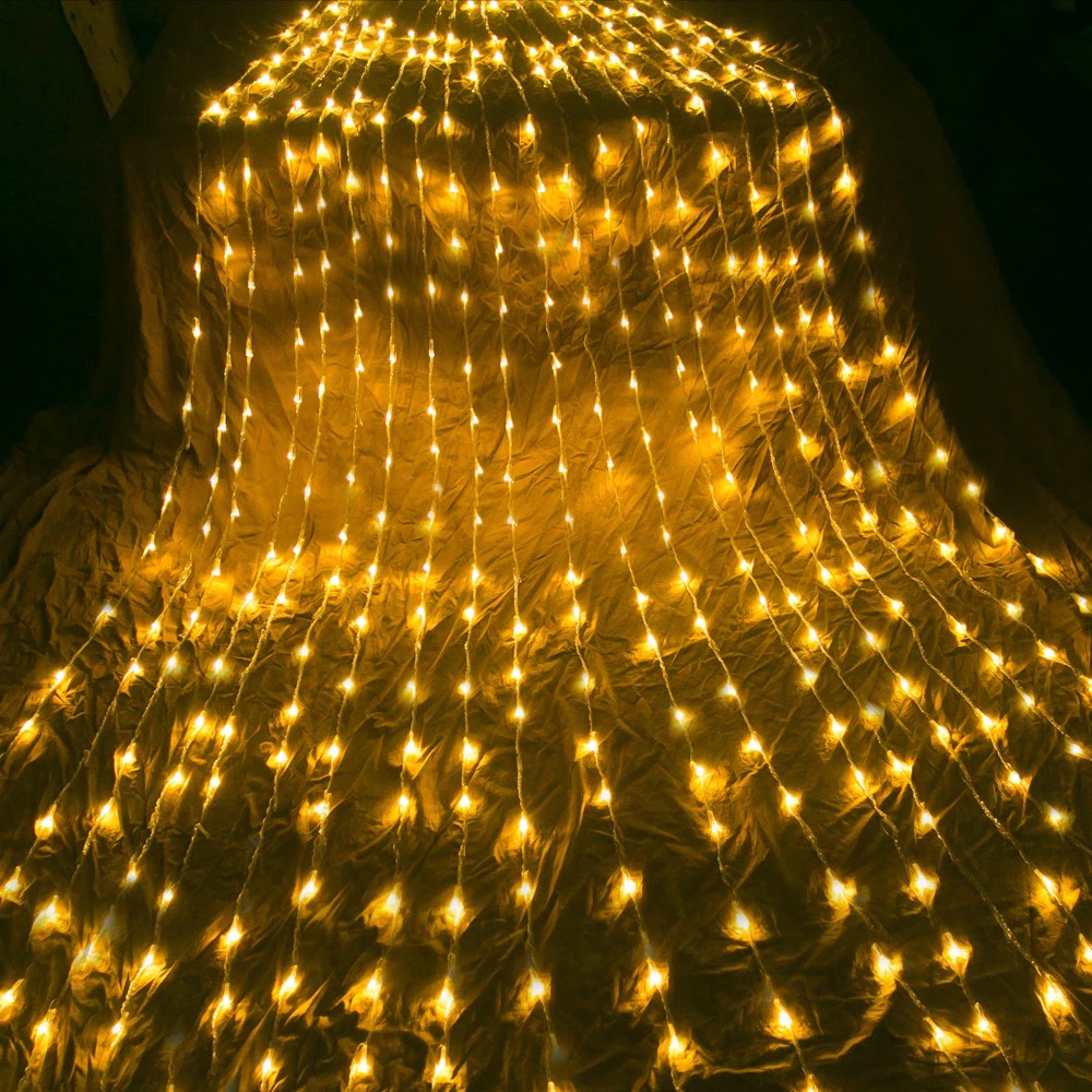 【HOT】Đèn LED Thác nước Trang Trí Thả Mành Kiểu Mưa Rơi làm đèn decor phòng ngủ 10 Sợi rèm 3M*3M MOXI.