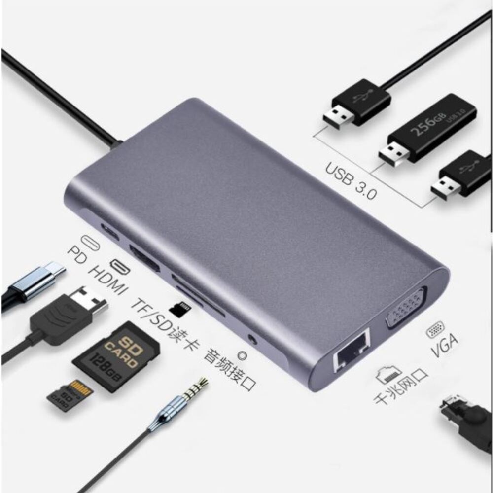 Bộ chuyển đổi hub USB Type-C sang hdmi HUB 10 trong 1 Máy tính xách tay MacBook Trạm cắm USB Hub PD