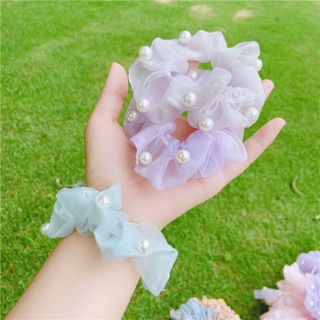 B99 - Dây buộc tóc scrunchies đính hạt châu
