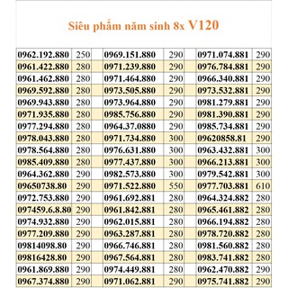 V120, F90 Viettel 09 siêu phẩm sim năm sinh 8x
