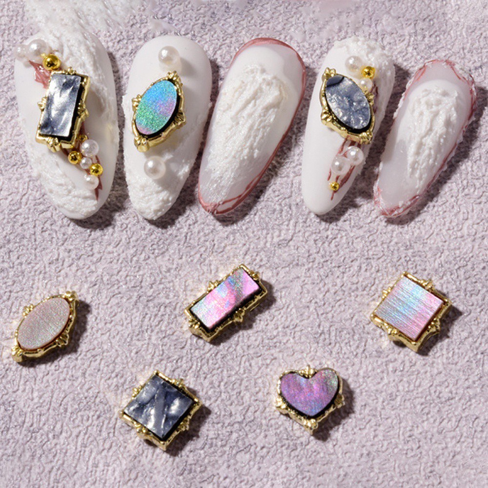 Bộ 10 Đá Giả Hợp Kim Tự Đính Trang Trí Móng Tay 3D