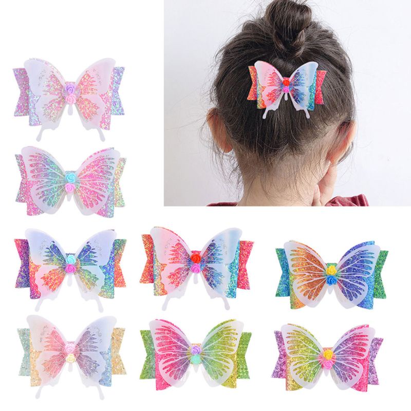 Set 8 Kẹp Tóc Hình Nơ Đính Kim Sa Phong Cách Lolita