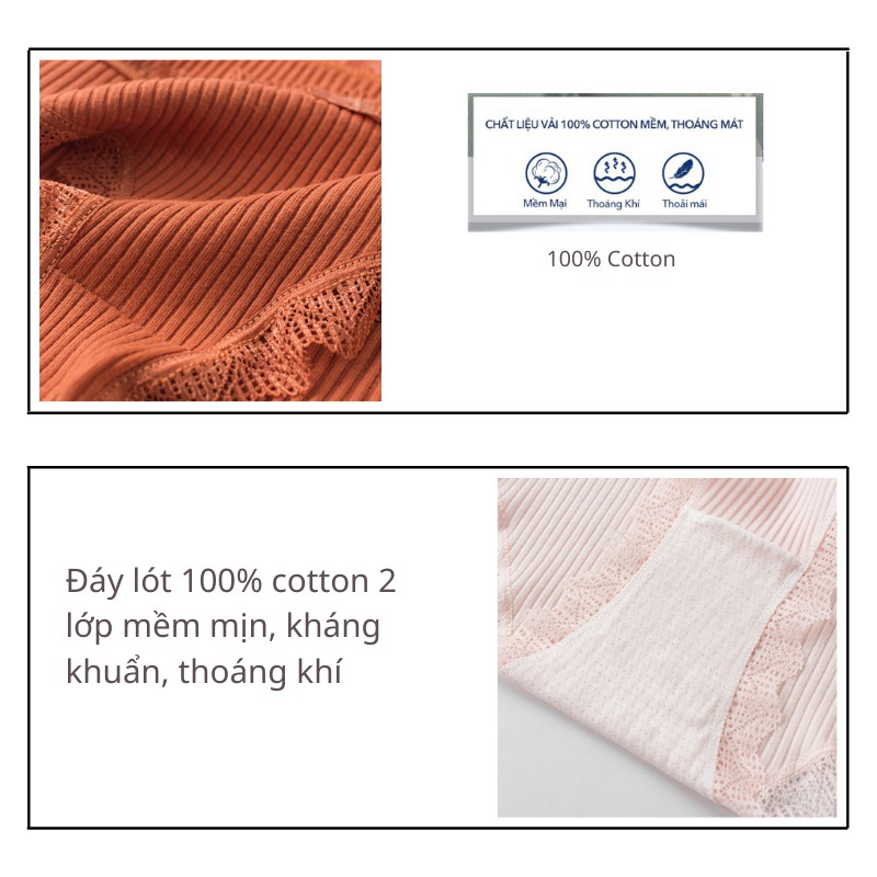 Quần lót nữ cotton sợi tre kháng khuẩn cao cấp viền ren sexy đáng yêu | BigBuy360 - bigbuy360.vn