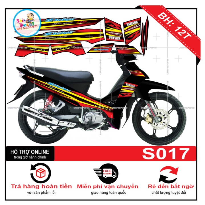 TEM RỜI SIRIUS TỔ ONG ĐỎ ĐEN -- SHIN DECAL 2