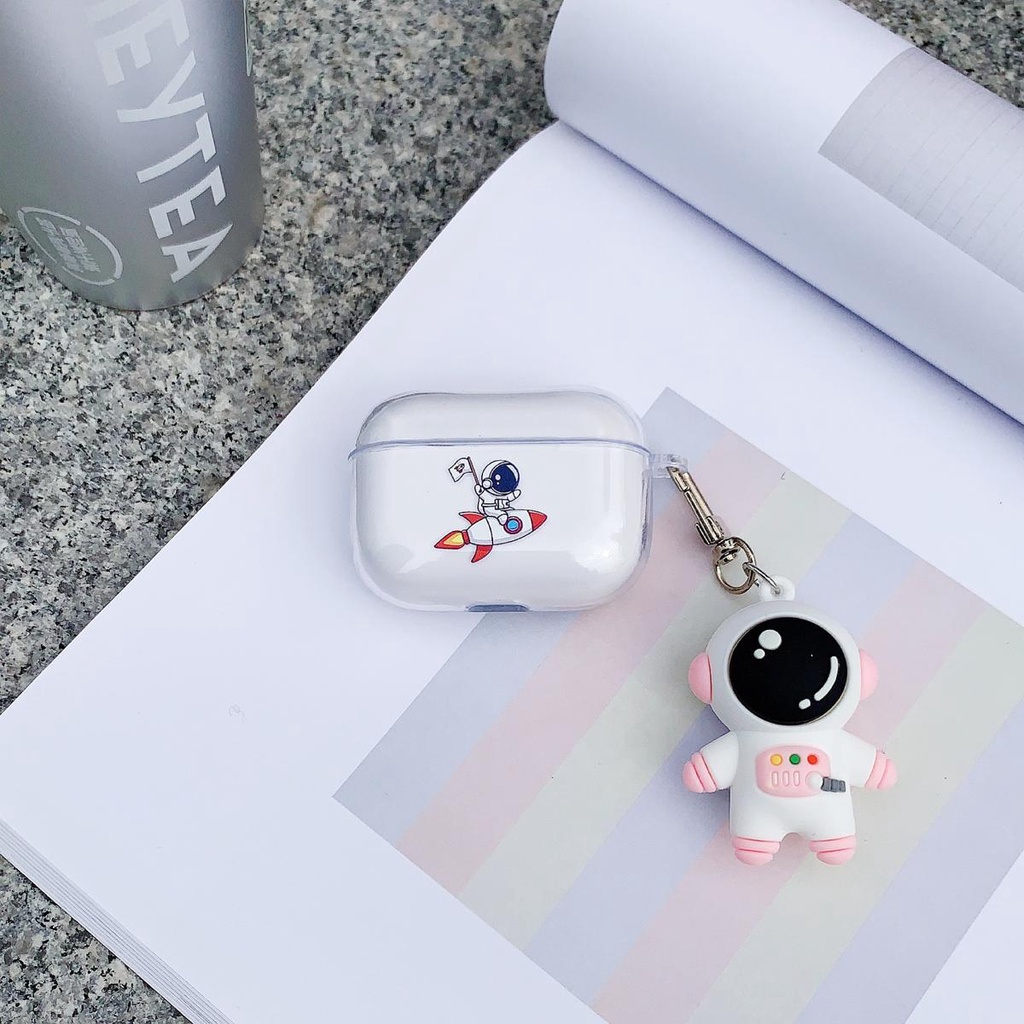 Vỏ Bảo Vệ Hộp Đựng Tai Nghe AirPods 1 2 3 pro 3 2021 gen3 pro 2 2022 Bằng PC Trong Suốt In Hình Phi Hành Gia Dễ Thương
