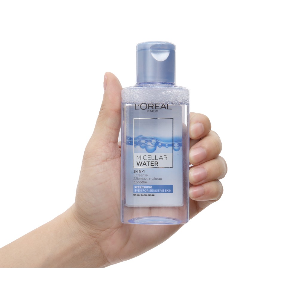 Nước tẩy trang Loreal paris 3 in 1 micellar water 95ml refreshing xanh nhạt cho da nhạy cảm | BigBuy360 - bigbuy360.vn