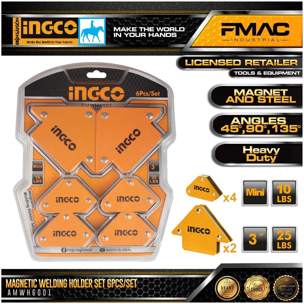 Bộ 6 ke góc hàn nam châm INGCO AMWH6001 Điện Sài Gòn