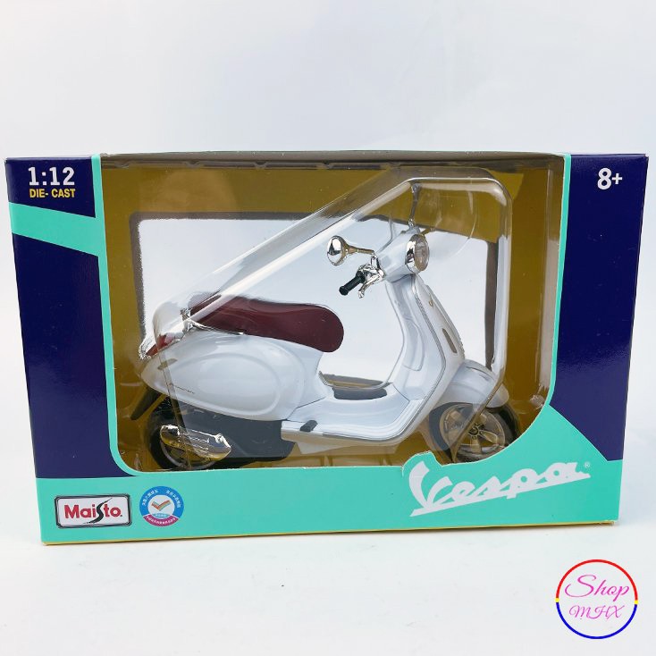 Xe mô hình mô tô Vespa Primavera TẶNG KÈM BIỂN SỐ tỉ lệ 1:12 hãng Welly