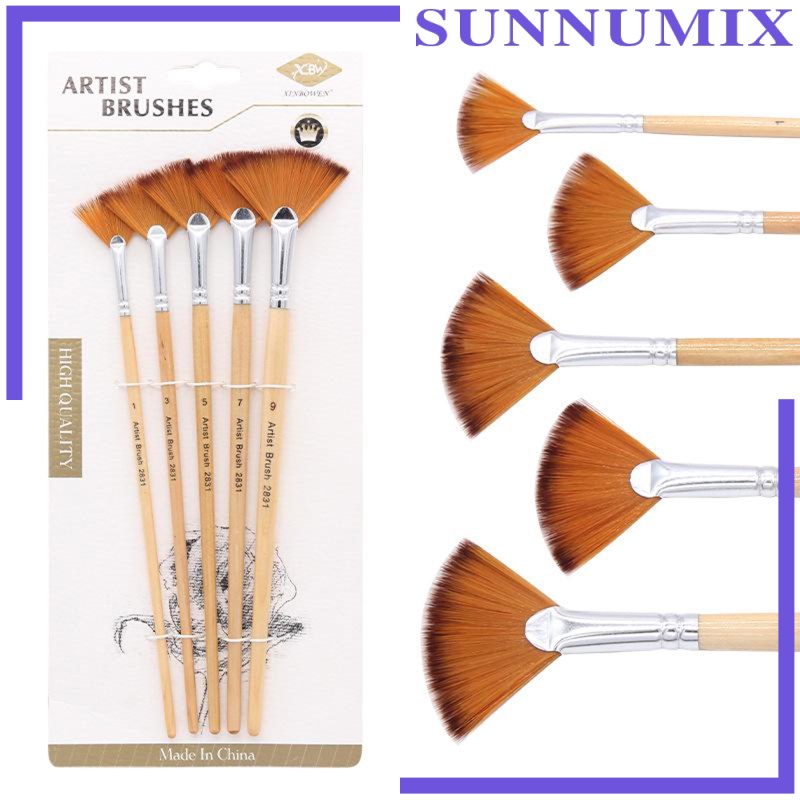 Set 5 Cọ Vẽ Tranh Màu Nước Sợi Nylon Mềm Mại Tiện Dụng
