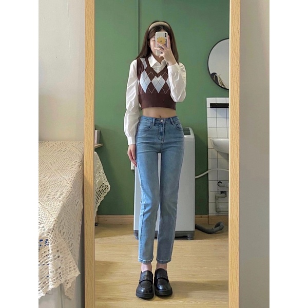Quần Irene Jeans Ống Đứng Co Dãn