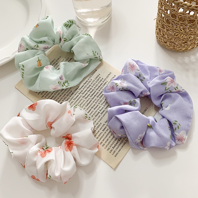 Dây buộc tóc scrunchies vải hoa lan nữ đẹp hàn quốc CT03