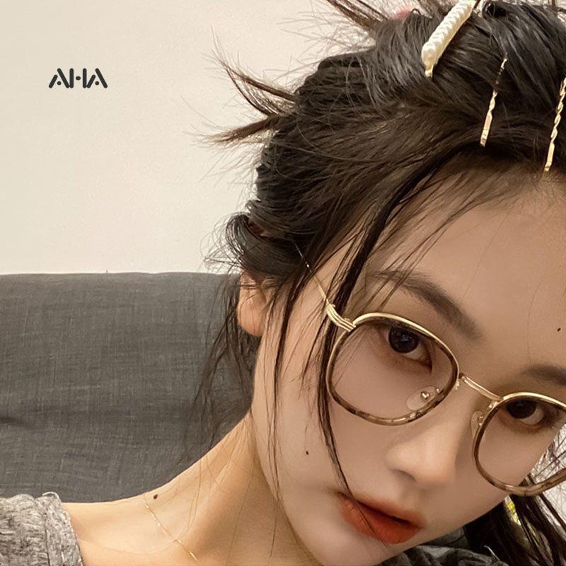 Kính mát AHA OFFICIAL gọng nhỏ siêu nhẹ in họa tiết da báo phong cách Hàn Quốc thời trang cho nữ