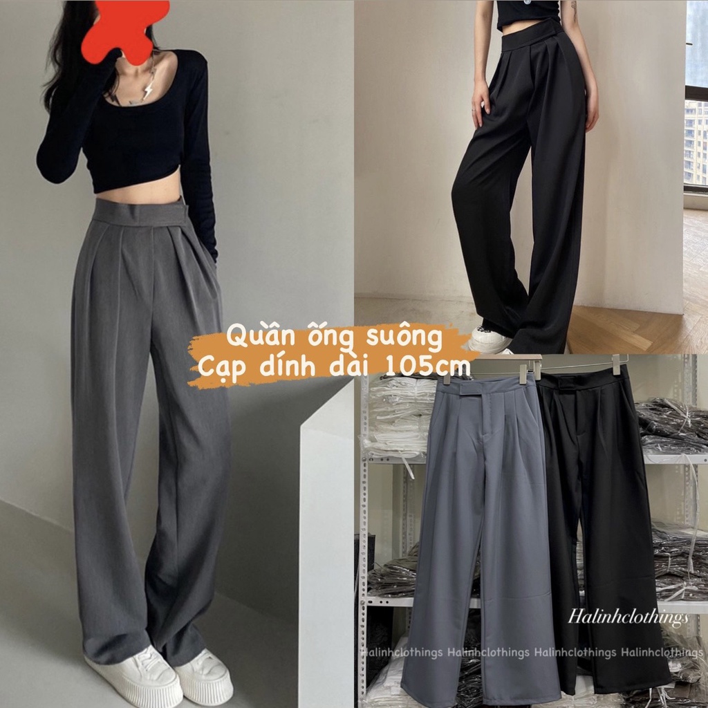 Quần suông ống rộng cạp dính dài 105cm