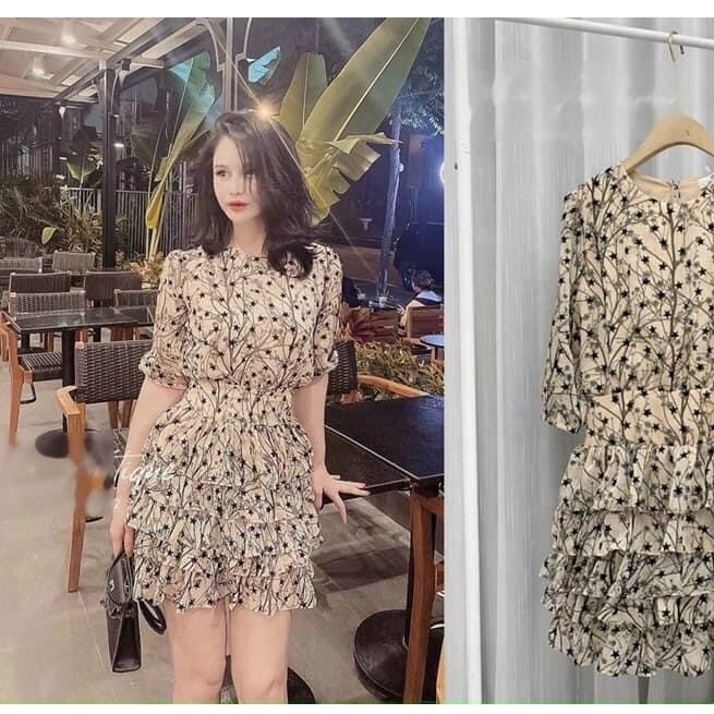 Đầm Nữ Dự Tiệc Dạo Phố,váy Xòe Tay Phồng Thiết Kế Họa Tiết Bông Sương Sexy Sang Chảnh Thời Trang [XM MINH PHÚC]