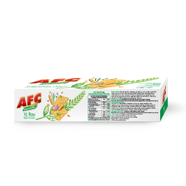 [Mã FMCGMALL giảm 8% đơn 250K] Combo 2 hộp bánh quy dinh dưỡng AFC vị rau và bánh quy dinh dưỡng AFC vị lúa mì, 2x200g