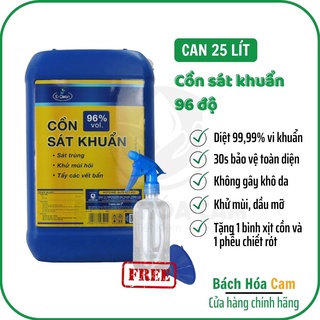 Cồn sát khuẩn 96 độ can 25 lít pha loãng trước khi dùng _ [Tặng 2 bình xịt + phễu]