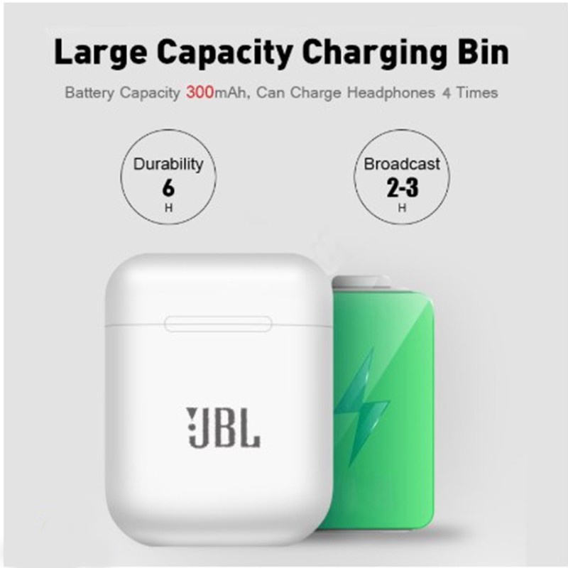 JBL Tai nghe bluetooth không dây ipod i12 TWS gaming nhét tai, tai phone blutooth Inpods i12 thể thao giá rẻ cho Android iOs