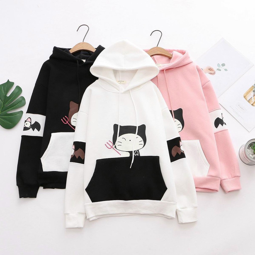 Áo hoodie nữ phối màu giữ ấm - Áo khoác nỉ chui đầu dễ thương William Store - NL174