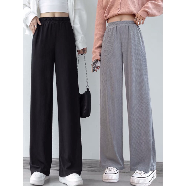 Quần Culottes Nữ Chất Nhung Tăm Ống Rộng Dây Rút 3 Màu