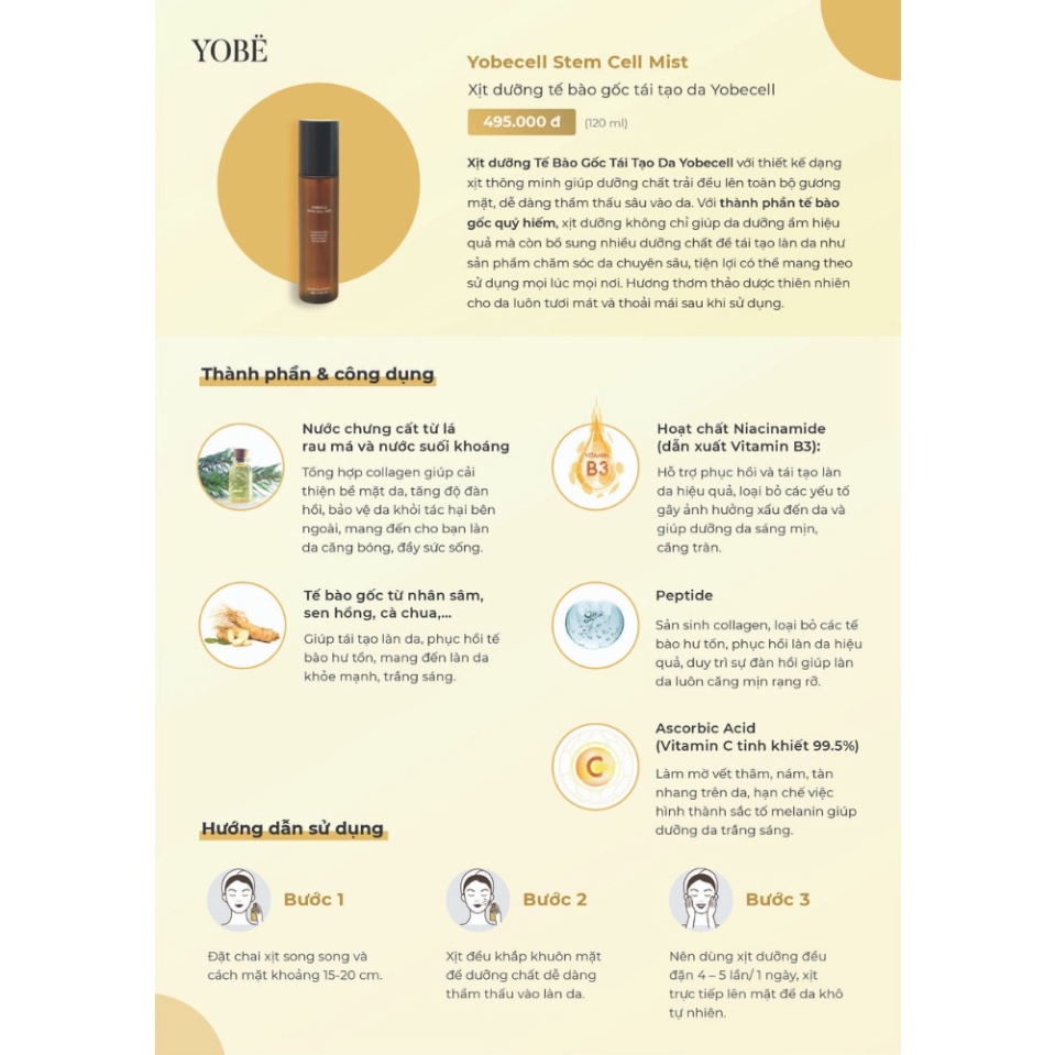 [Hàng chính hãng] Xịt khoáng dưỡng tế bào gốc YOBE dưỡng ẩm cung cấp Collagen trẻ hóa da ... | BigBuy360 - bigbuy360.vn