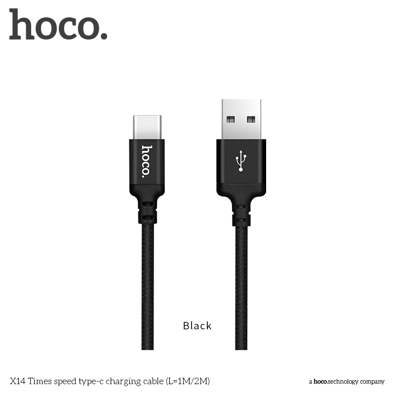 Dây sạc Hoco X14 USB-TypeC dây bọc dù chống đứt gãy dài 1/2 mét dành cho android