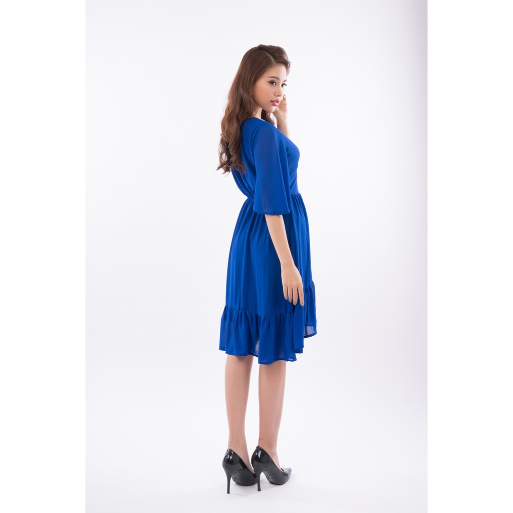 Zerasy - Đầm xoè cổ tim phối bèo lai nữ tính