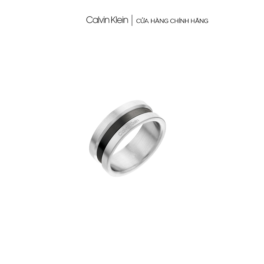 Nhẫn Calvin Klein Nam màu Bạc - Đen SS22 - Channeled Metal CK 35000061H
