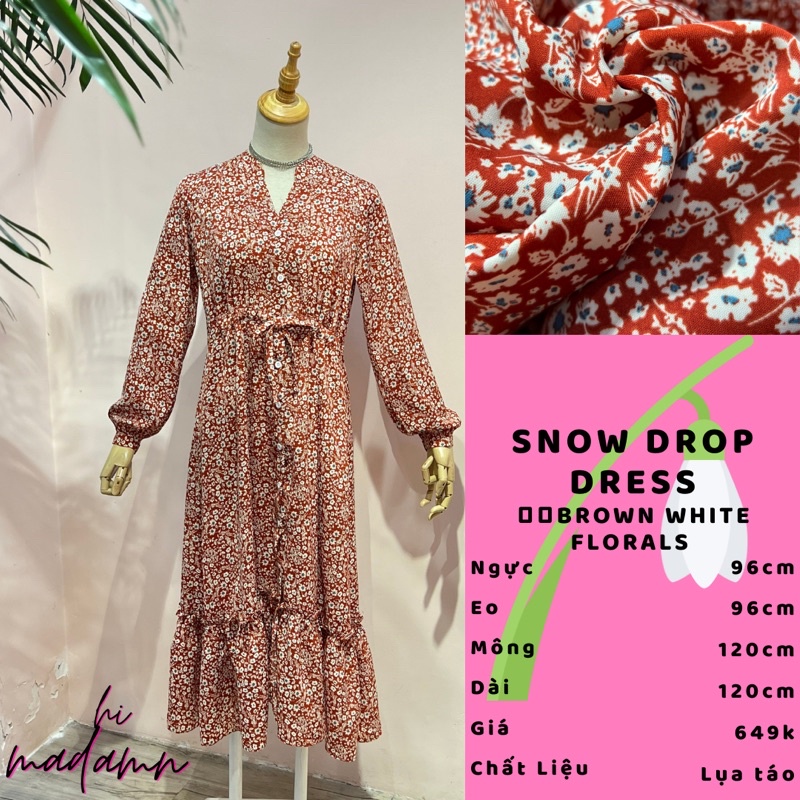 MADAMN - SNOWDROP, Hoa Tuyết Điểm - Đầm Sơ Mi Chân Bèo Rút Dây ở Eo.