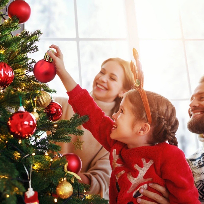 Bộ 30 Quả Châu Nhựa 3cm Trang Trí Cây Thông Giáng Sinh