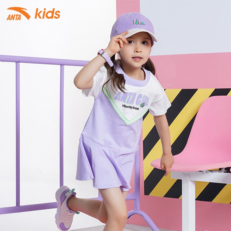 Váy liền bé gái tím pastel nhẹ nhàng thương hiệu Anta Kids W362129799-2