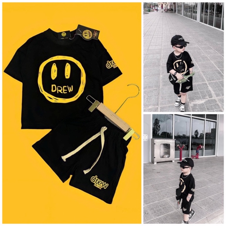 Bộ bé trai cộc tay Drew, Bộ COTTON cho bé bộ thun cho bé hình chất COTTON 100% MSP 1245