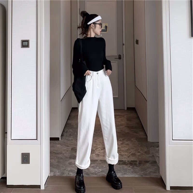 Order Quần bò trắng siêu kéo chân, che đùi to chân cong cho chị em. Có BIGSIZE đến 5XL