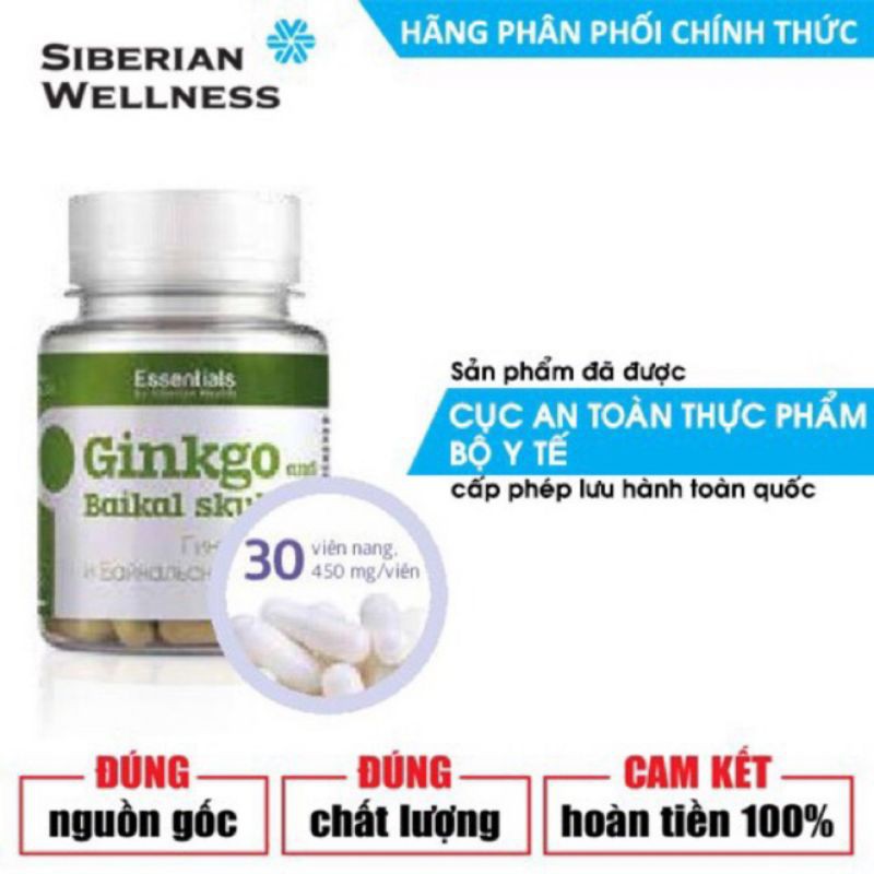 THỰC PHẨM BẢO VỆ SỨC KHỎE ESSENTIALS BY SIBERIAN HEALTH "Ginkgo and Baikal Scullcap"