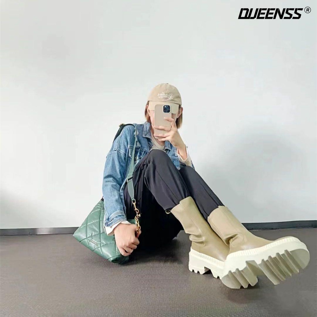 Chimney Giày Bốt Cao Đến Mắt Cá Chân Đế Dày Vừa Mỏng Chelsea Cho Nữ