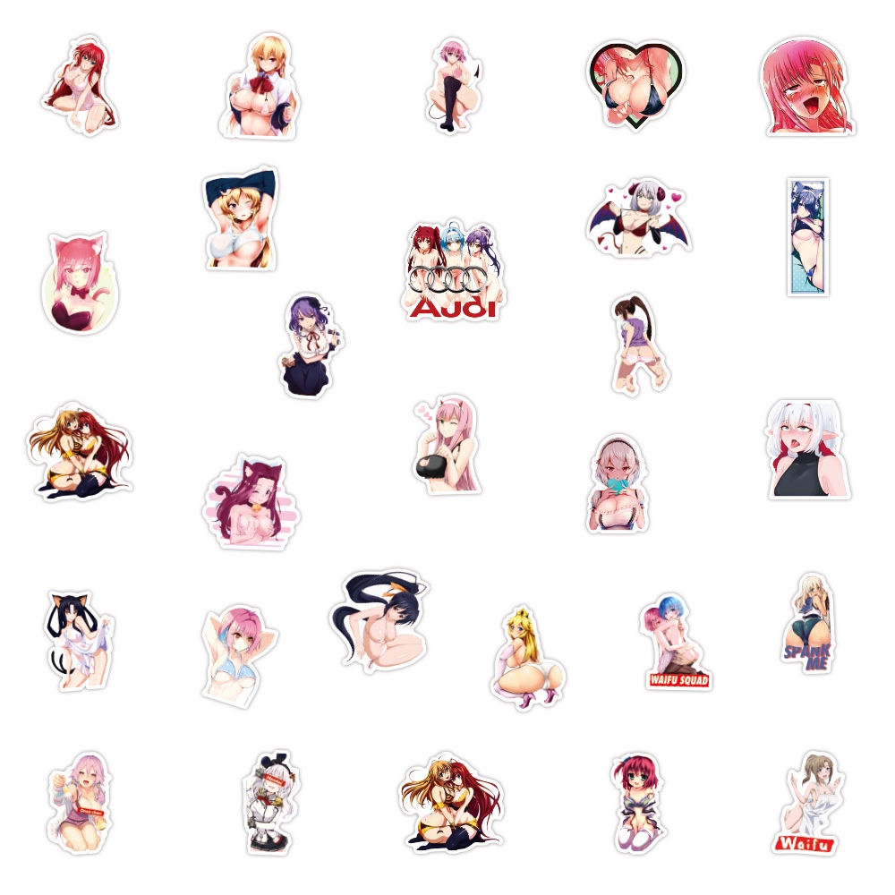 200/100/50 Nhãn Dán Trang Trí In Hình Anime Hentai Bunny Waifu