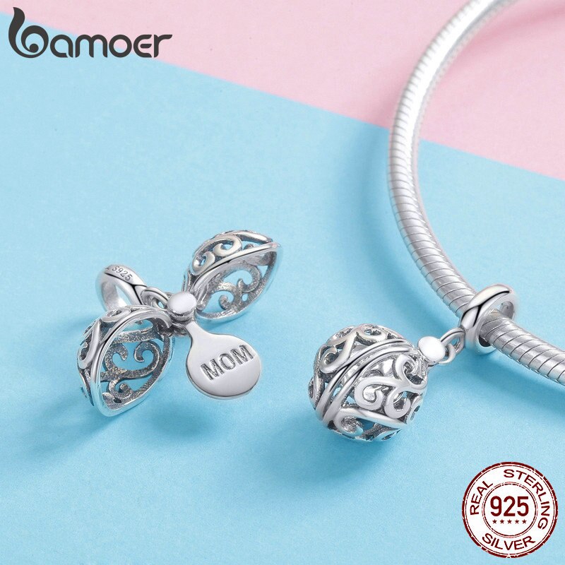 Mặt trang sức BAMOER SCC1008 bằng bạc thiết kế xinh xắn dùng làm vòng tay DIY